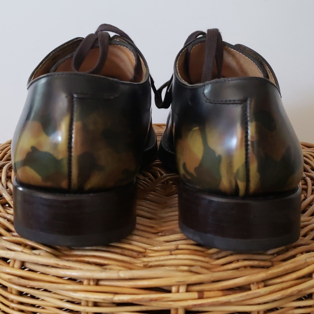 Antonio Maurizi Black Leather Derby Shoe w/ Camo Size 8.5 - Picture 5 of 12